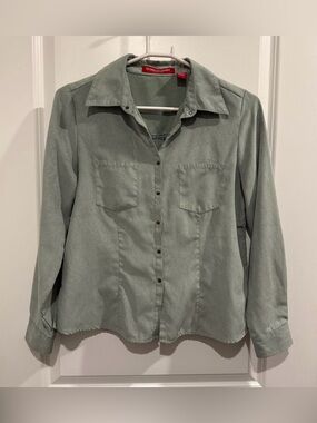 Gloria Vanderbilt Light Sage Collared Blouse